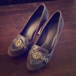 Tory Burch dark brown suede pumps